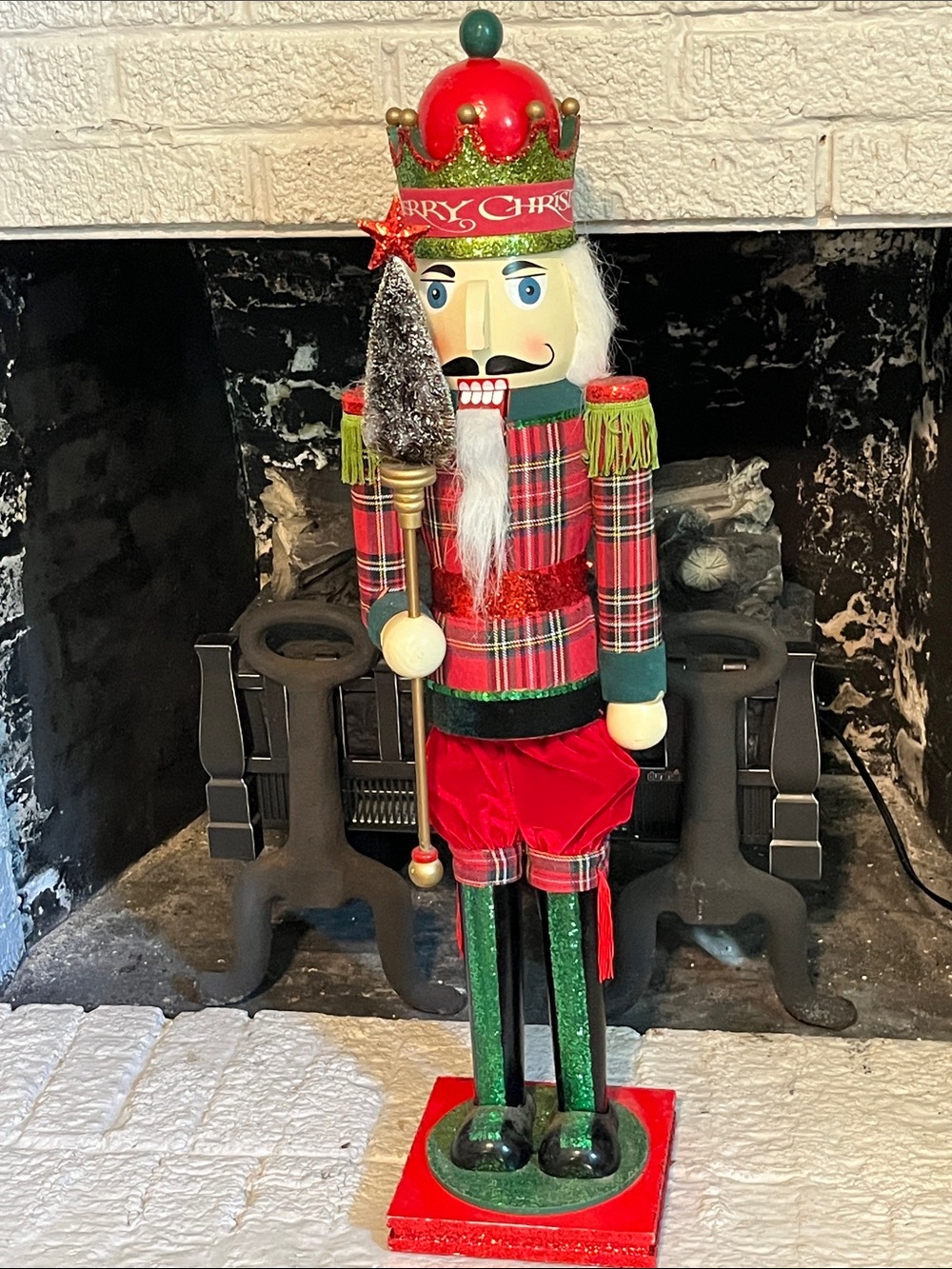 Nutcracker Tartan Velvet Glitter 32” Height Decor